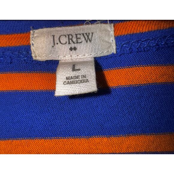 J. Crew Factory Blue and Orange Striped Large Long Sleeve Tee - Picture 4 of 5